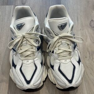 New Balance White and Navy Sneakers